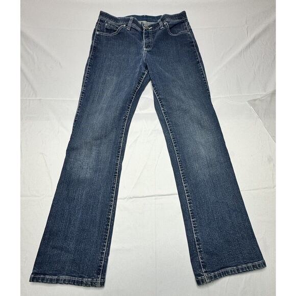 Wrangler Denim - Wrangler Q-Baby Women's Blue Straight Leg Rhinestone Jeans - Size 7/8 (30x30)